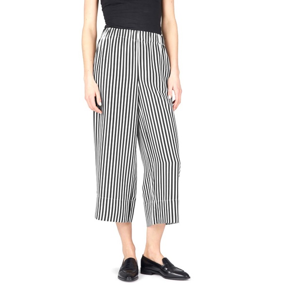 Everlane Pants - Everlane Wide Leg Silk Pant in Black Stripe